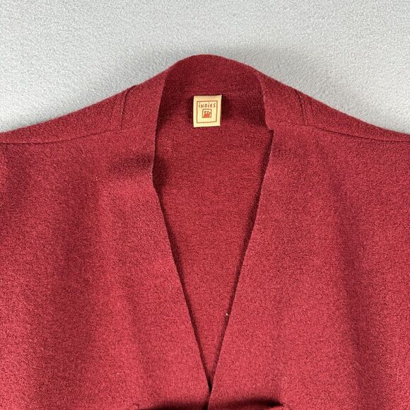 Indies Paris Wool Coat‎ Women’s 1 Red Tie Toggle Pocket Oversized Lagenlook - Picture 5 of 16